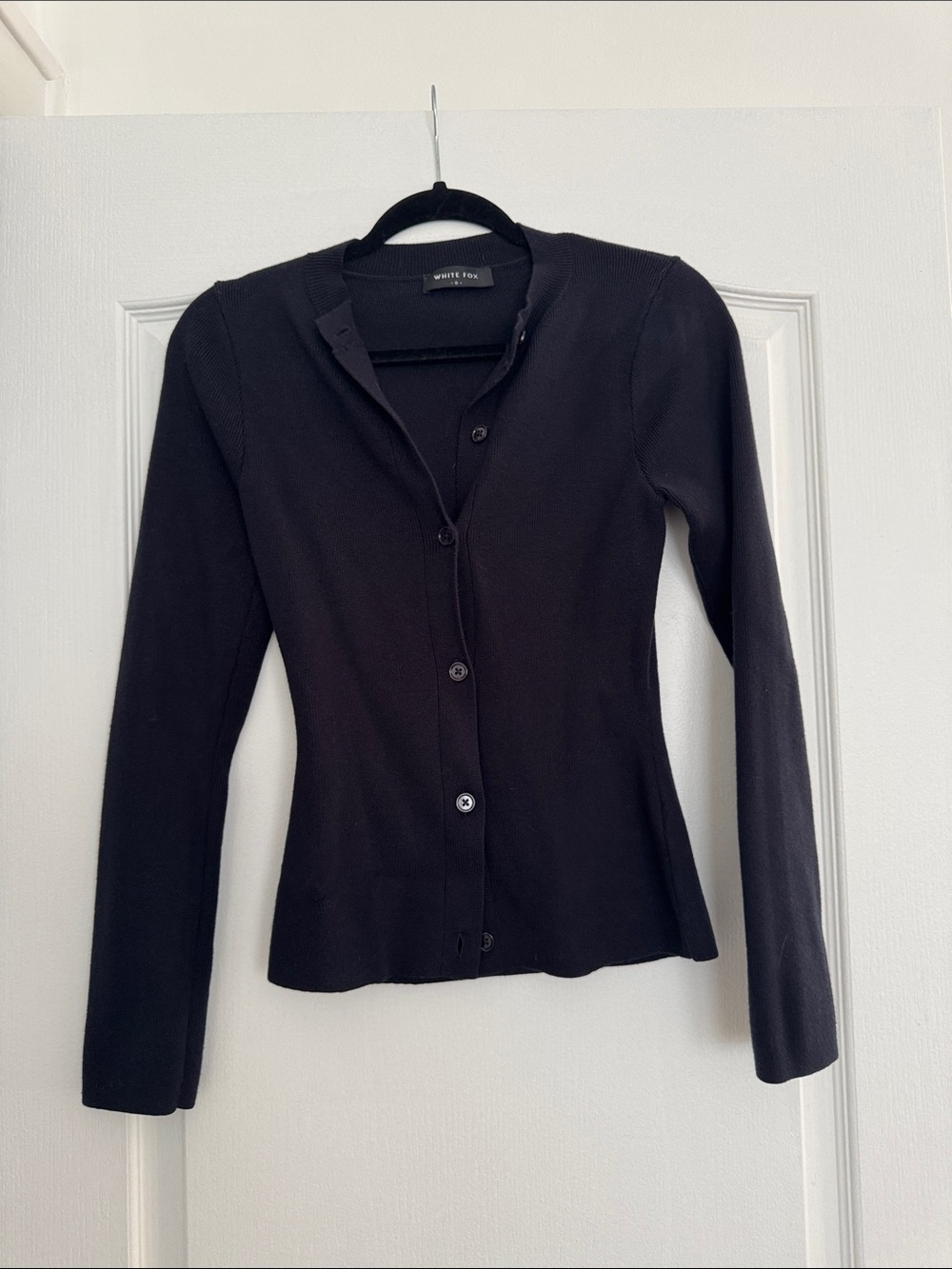 White Fox Black Button-Up Cardigan